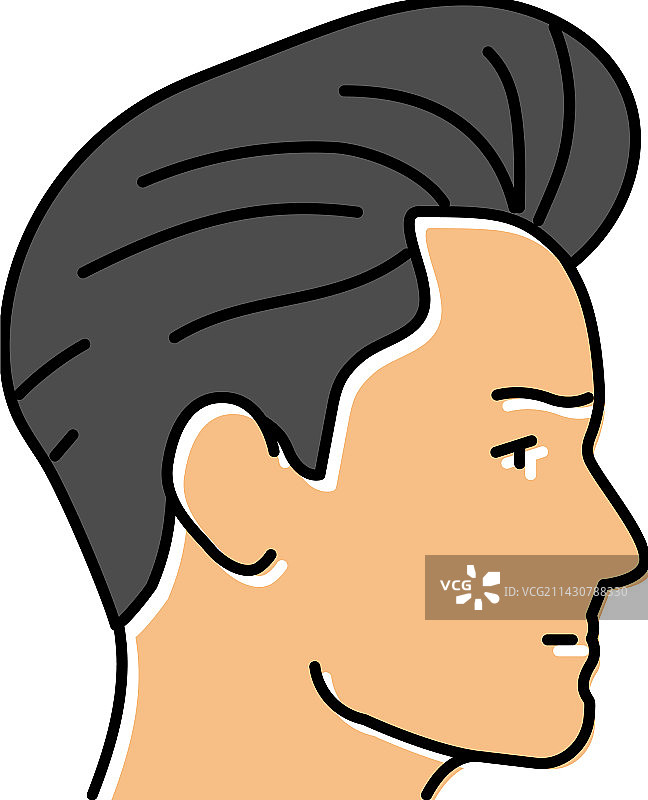 男士蓬巴杜发型彩色图标图片素材