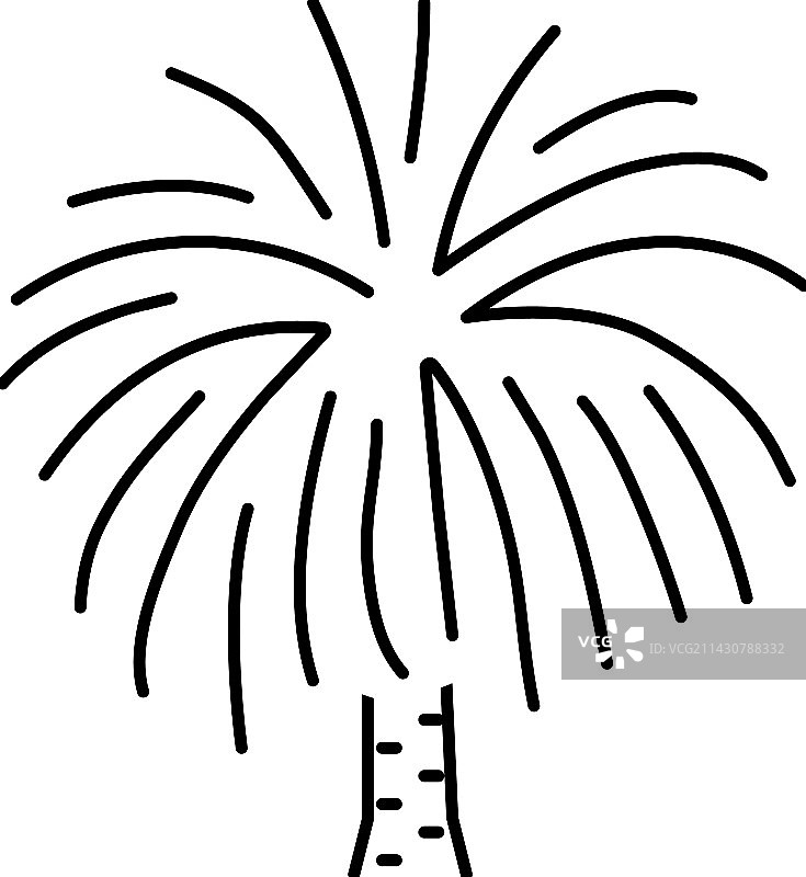 加那利群岛海枣树线条图标图片素材