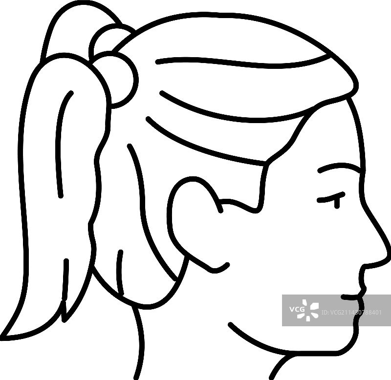女性发型辫子线条图标图片素材
