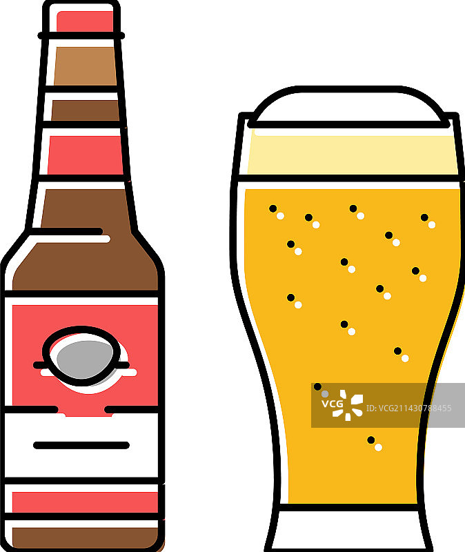 啤酒饮料瓶彩色图标图片素材