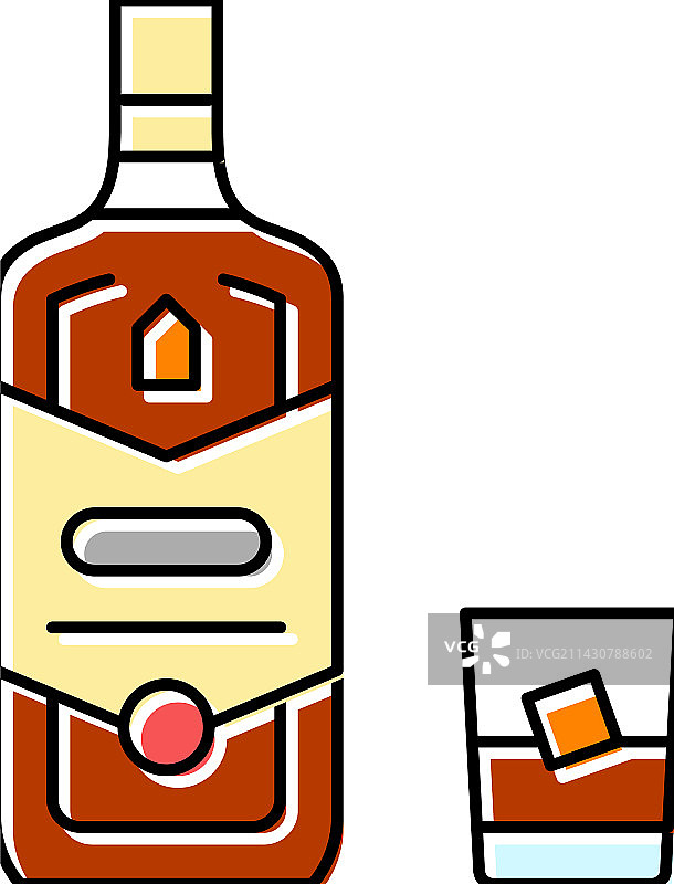 威士忌酒瓶彩色图标图片素材