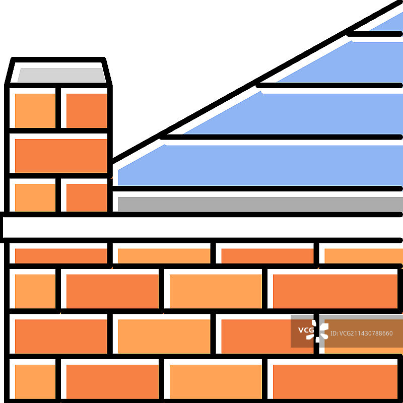栏杆建筑房屋彩色图标图片素材