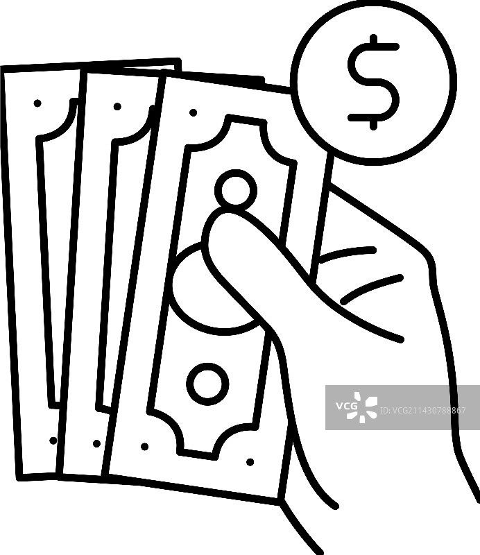 现金支付线性图标图片素材