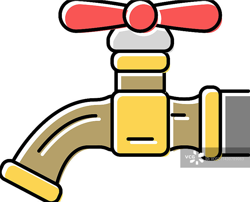 金属水龙头水彩图标图片素材