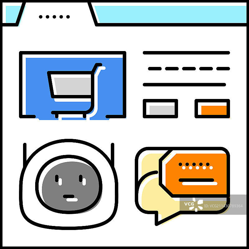 客服聊天机器人彩色图标图片素材