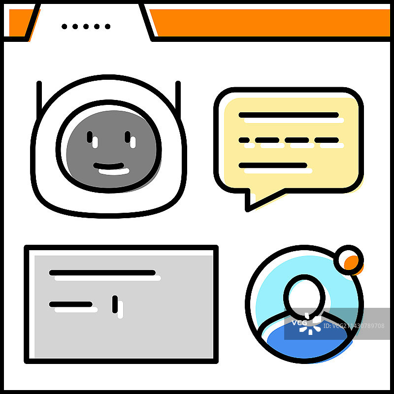 网络聊天机器人彩色图标图片素材