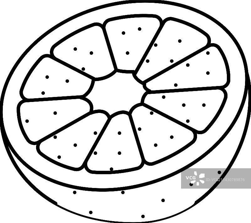 切开的橘子线条图标图片素材