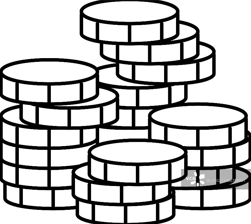 硬币堆叠现金银行线性图标图片素材