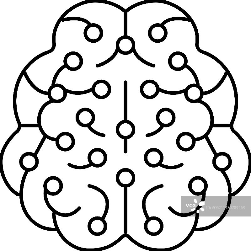 智能大脑线条图标图片素材