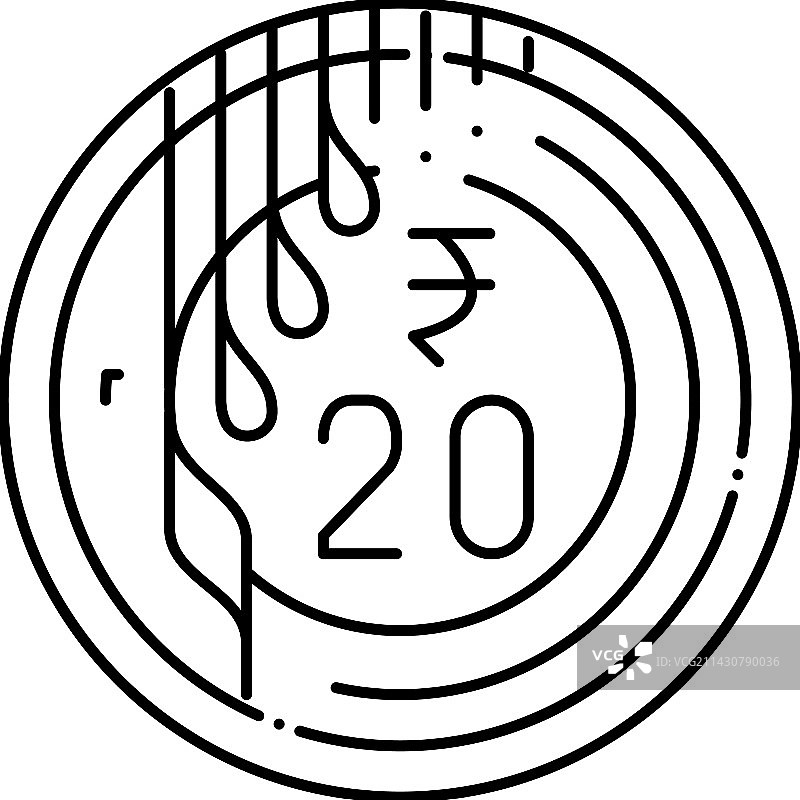 卢比硬币线条图标图片素材