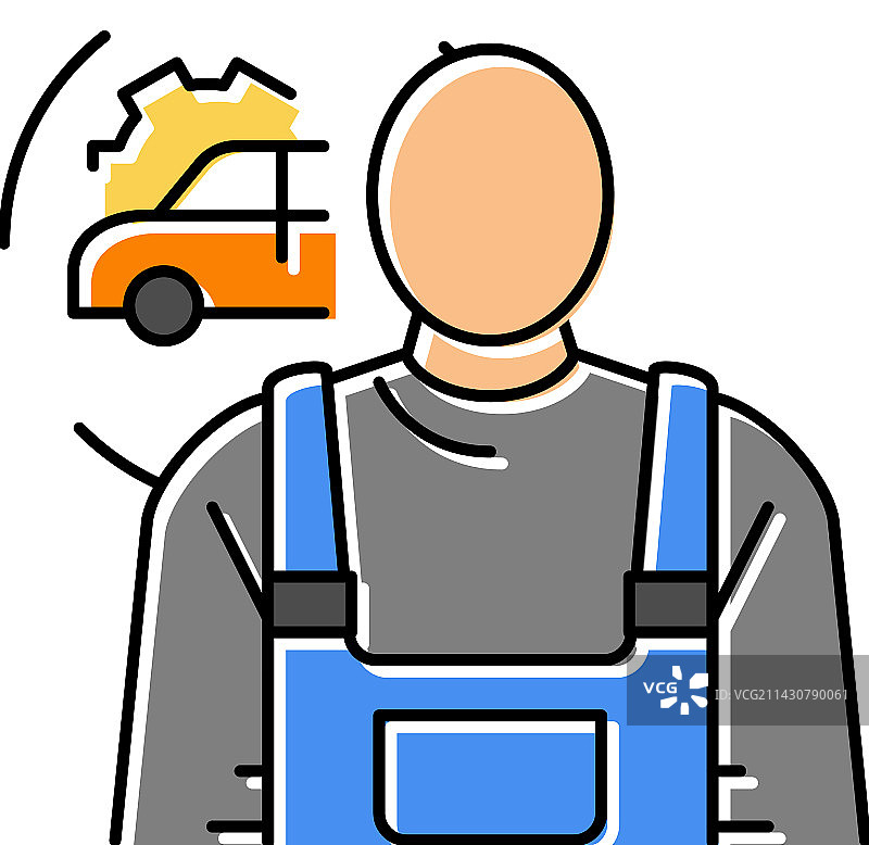 汽车车身和玻璃修理工彩色图标图片素材