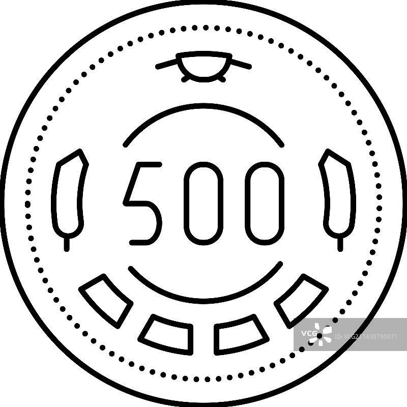 日元硬币线性图标图片素材