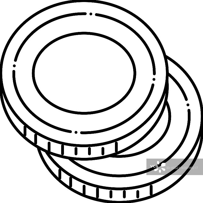 硬币堆叠线性图标图片素材