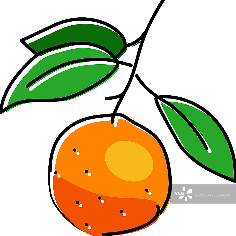 橘子树枝叶子彩色图标图片素材