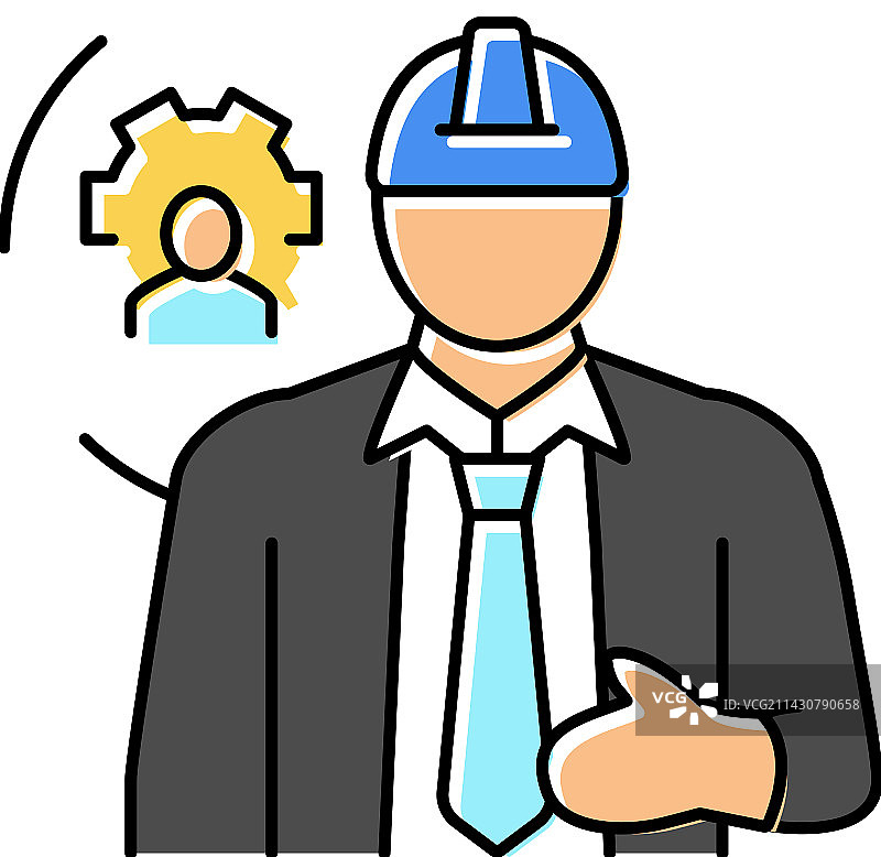 维护经理维修工人彩色图标图片素材