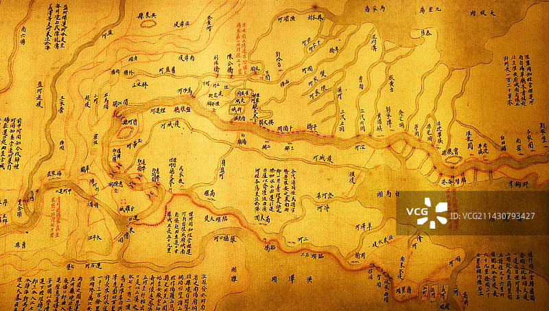 江苏淮安中国漕运博物馆 清代京杭运河全图（节选）图片素材