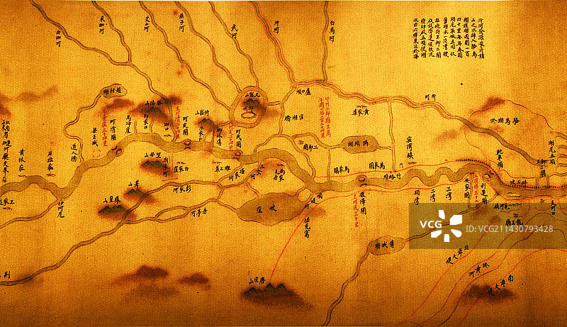 江苏淮安中国漕运博物馆 清代京杭运河全图（节选）图片素材