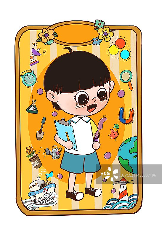 可爱小学男生在做实验图片素材