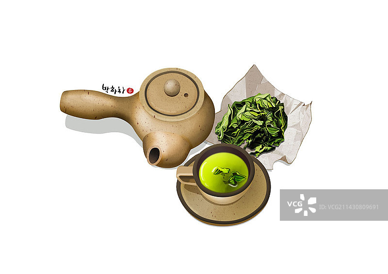 药草茶、薄荷茶插画图片素材
