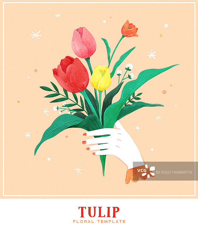 水彩郁金香花卉背景图片素材