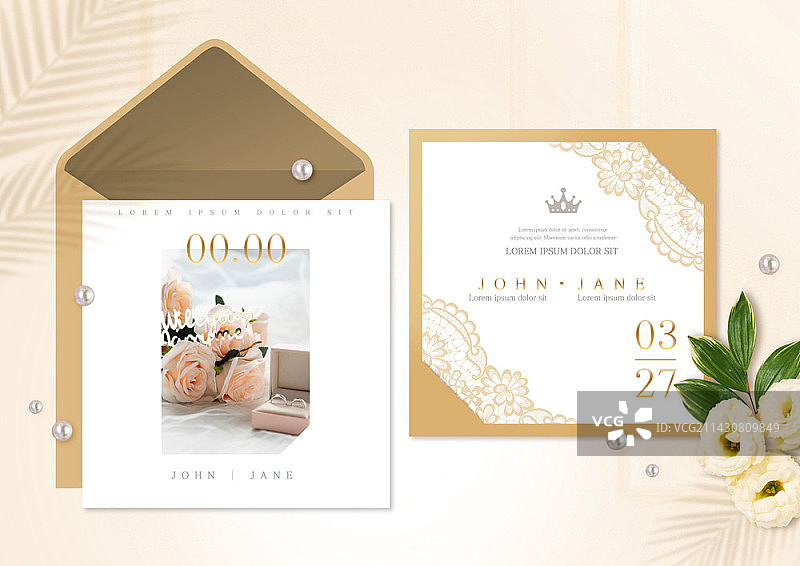 婚礼请柬卡模板图片素材