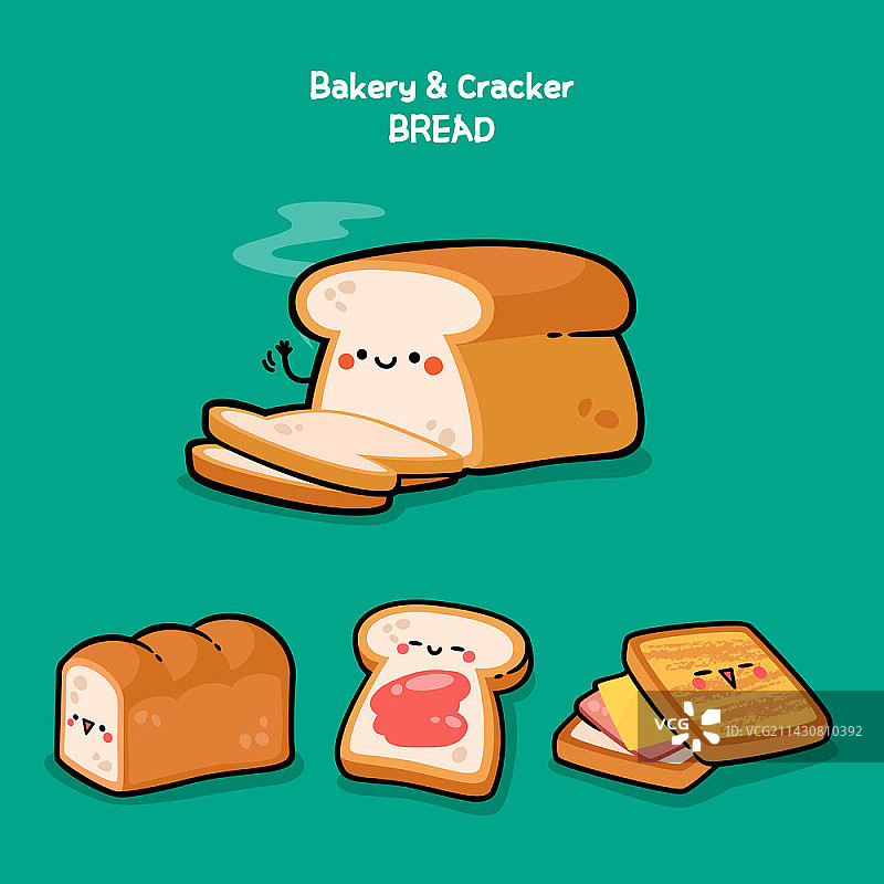面包店和饼干，面包角色矢量插图图片素材