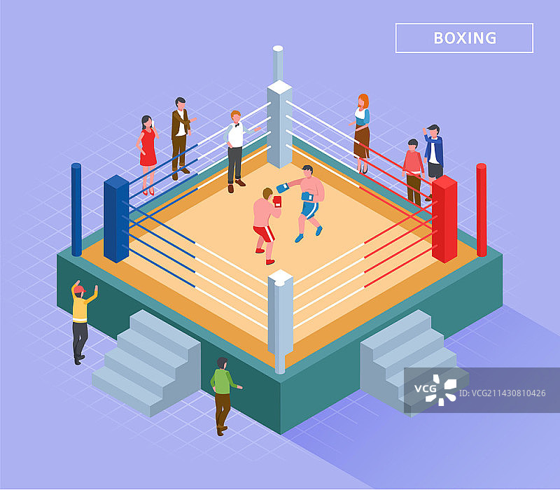 2.5D拳击运动矢量图图片素材