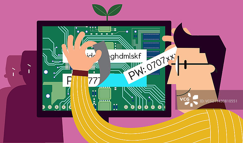 网络安全主题矢量插图图片素材