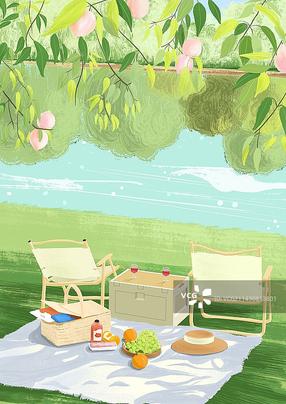 露营插画｜野餐｜户外野餐｜一起去野餐图片素材