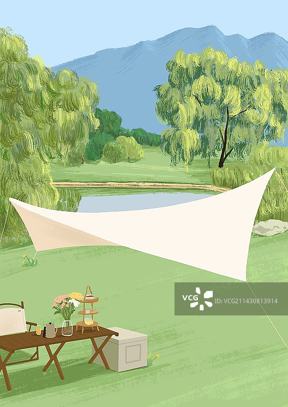 露营插画｜户外露营｜一起去露营图片素材