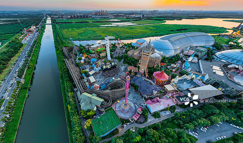 天津欢乐谷航拍图片素材