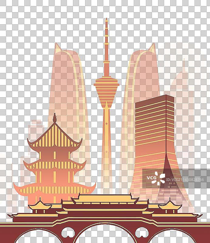 成都地标安顺桥望江楼都市风景图片素材