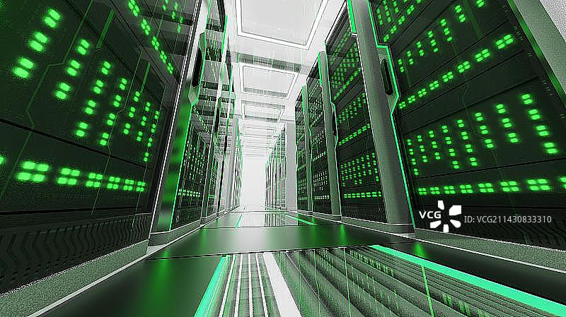 3D渲染机房数字化信息中心图片素材