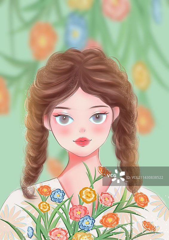 扁平风少女图片素材
