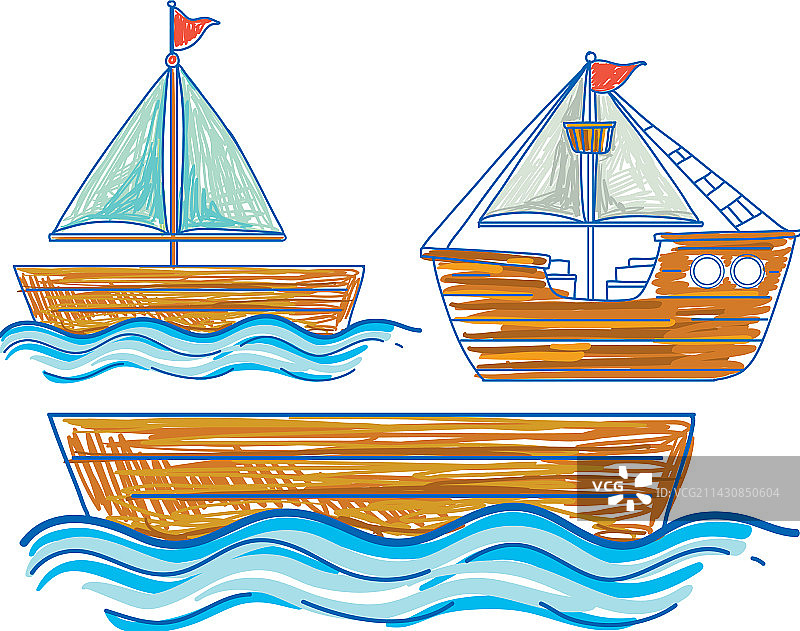 儿童涂鸦小船图片素材