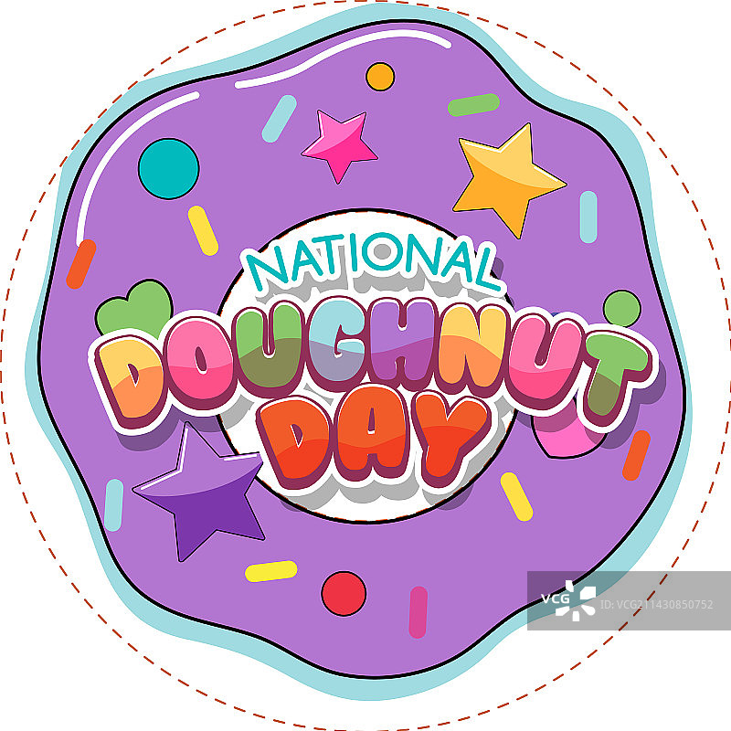 六月甜甜圈日快乐标志图片素材