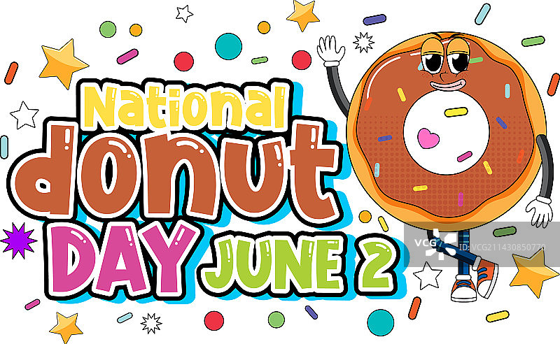 六月甜甜圈日快乐标志图片素材