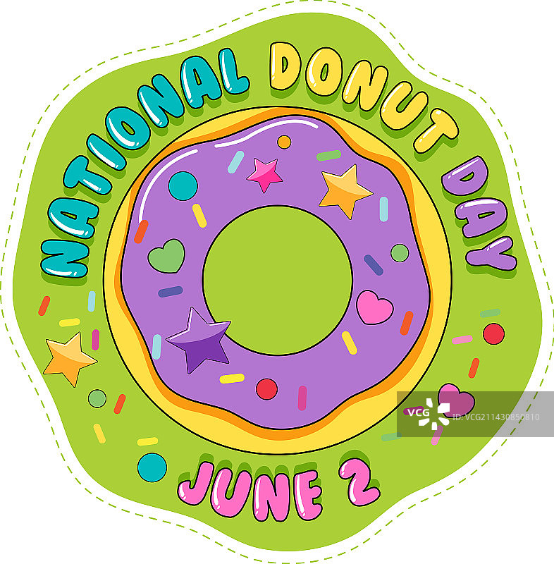 六月甜甜圈日快乐标志图片素材