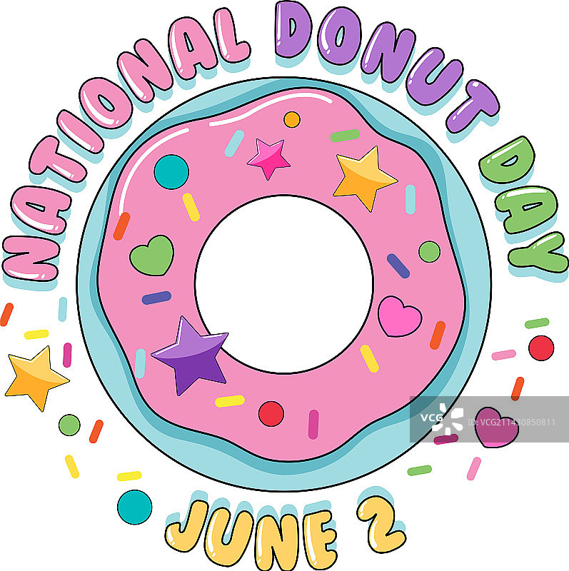 六月甜甜圈日快乐标志图片素材