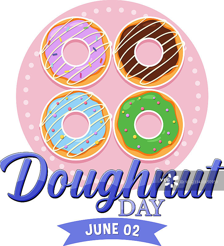 六月甜甜圈日快乐标志图片素材