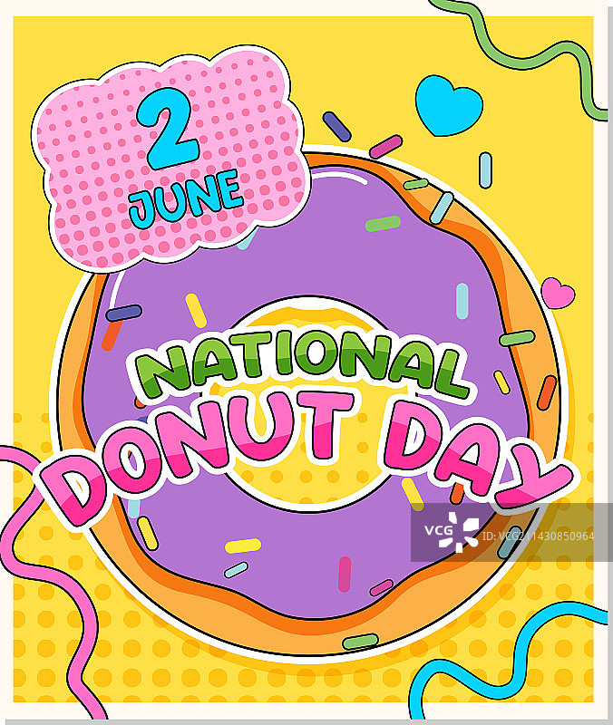 六月甜甜圈日快乐标志图片素材
