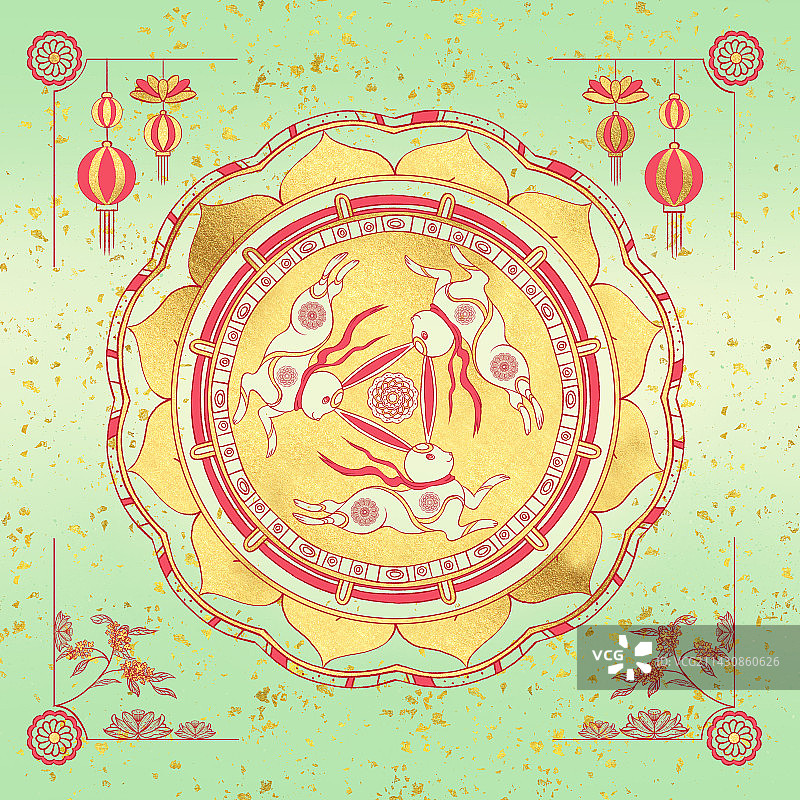 中秋月饼包装插画图片素材