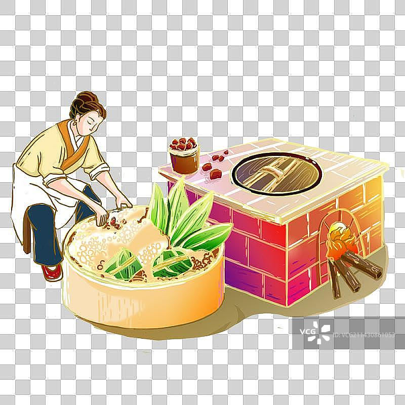 手工包粽子插画图片素材