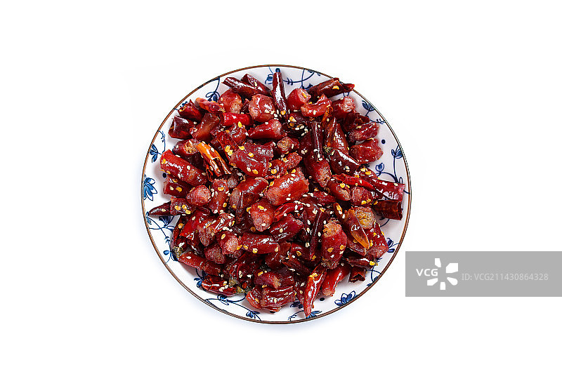 香辣美味下酒菜油炸腊粉肠图片素材