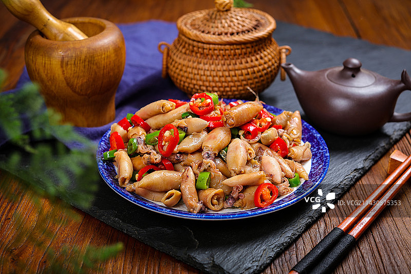 特色下酒菜小炒籽乌干图片素材