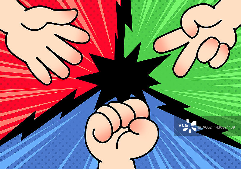 锤子剪刀布插画三人图片素材