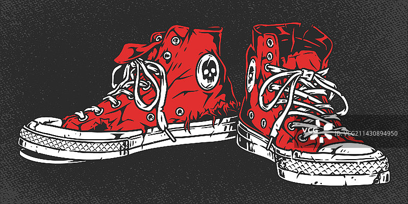 磨损的摇杆运动鞋彩色标志图片素材