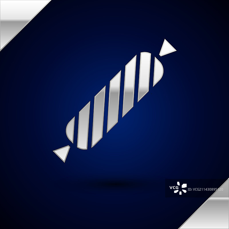 深蓝色背景上的银色糖果图标图片素材