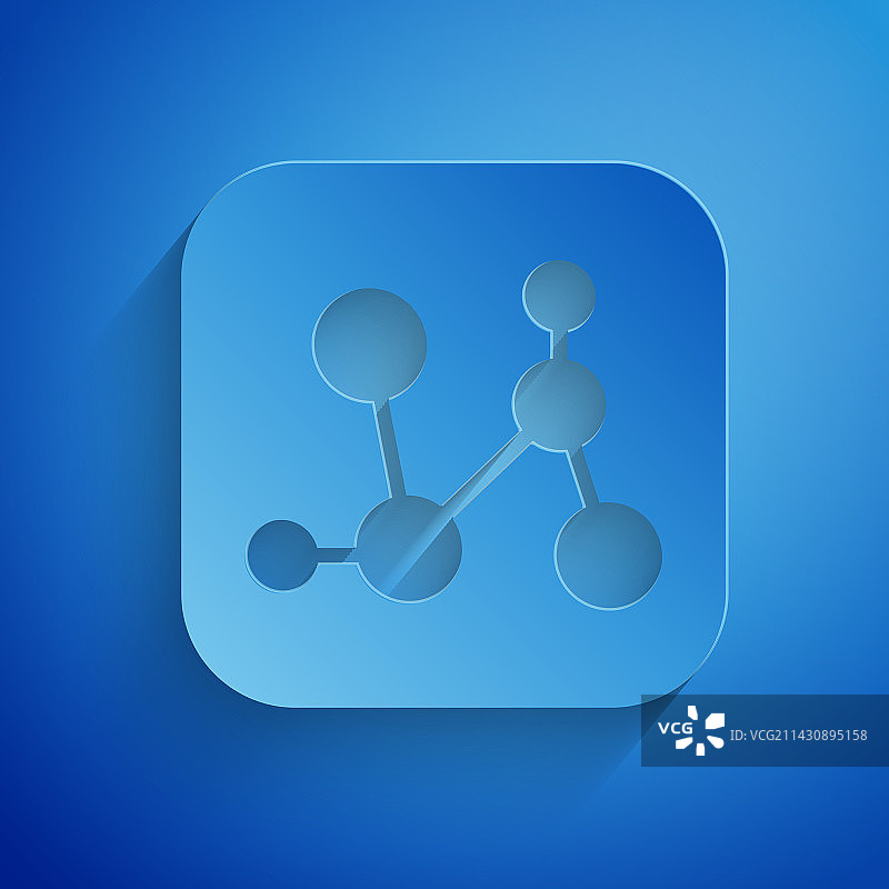 蓝色背景上的剪纸化学式图标图片素材