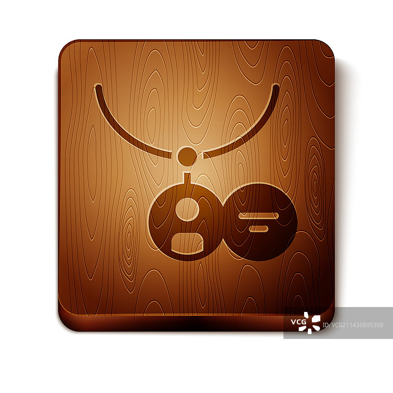 白色背景上的棕色项链吊坠图标图片素材